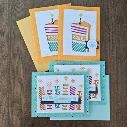Handmade Birthday Card Bundle – Bold and Bright Die-Cut Design Set Of 4