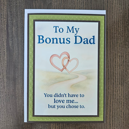 Handmade Card For Dad, Heartfelt Appreciation Greeting Card For Step Dad or Bonus Dad, Card For Fathers Day, Birthday or Special Thank you