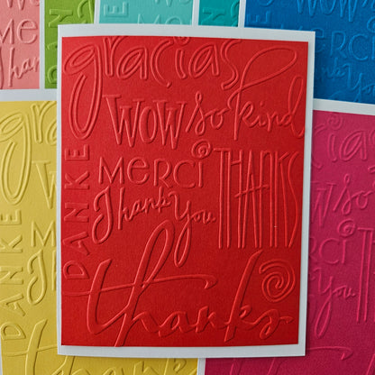 Handmade Thank You Note Cards – Assorted Embossed Bright Colors (Set of 10)
