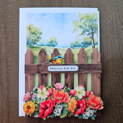 Handmade Decoupage Card - Sweet Bouquet & Bluebird
