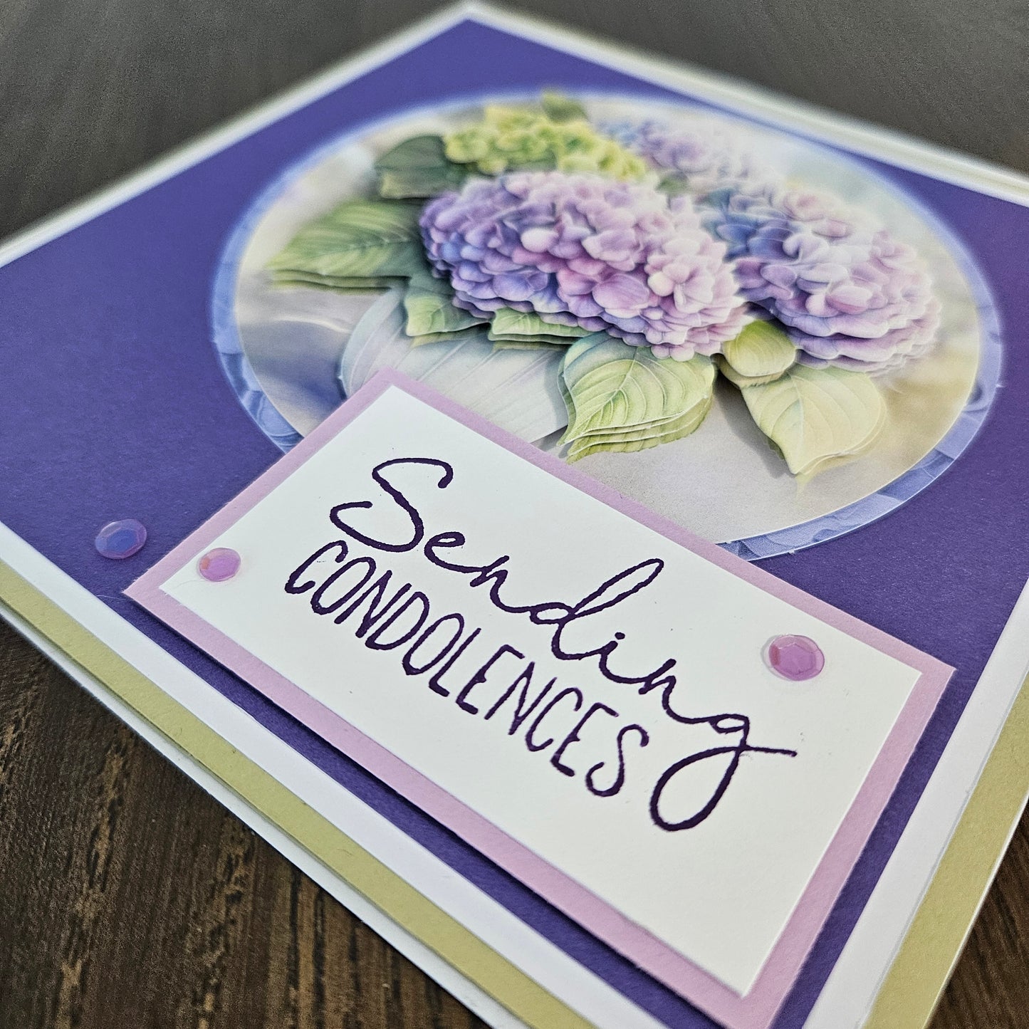 Handmade Sympathy Card, 3D Decoupage Hydrangea Card, Bereavement Greeting Card Encouragement for Grief & Loss, Comforting Heartfelt Message Card