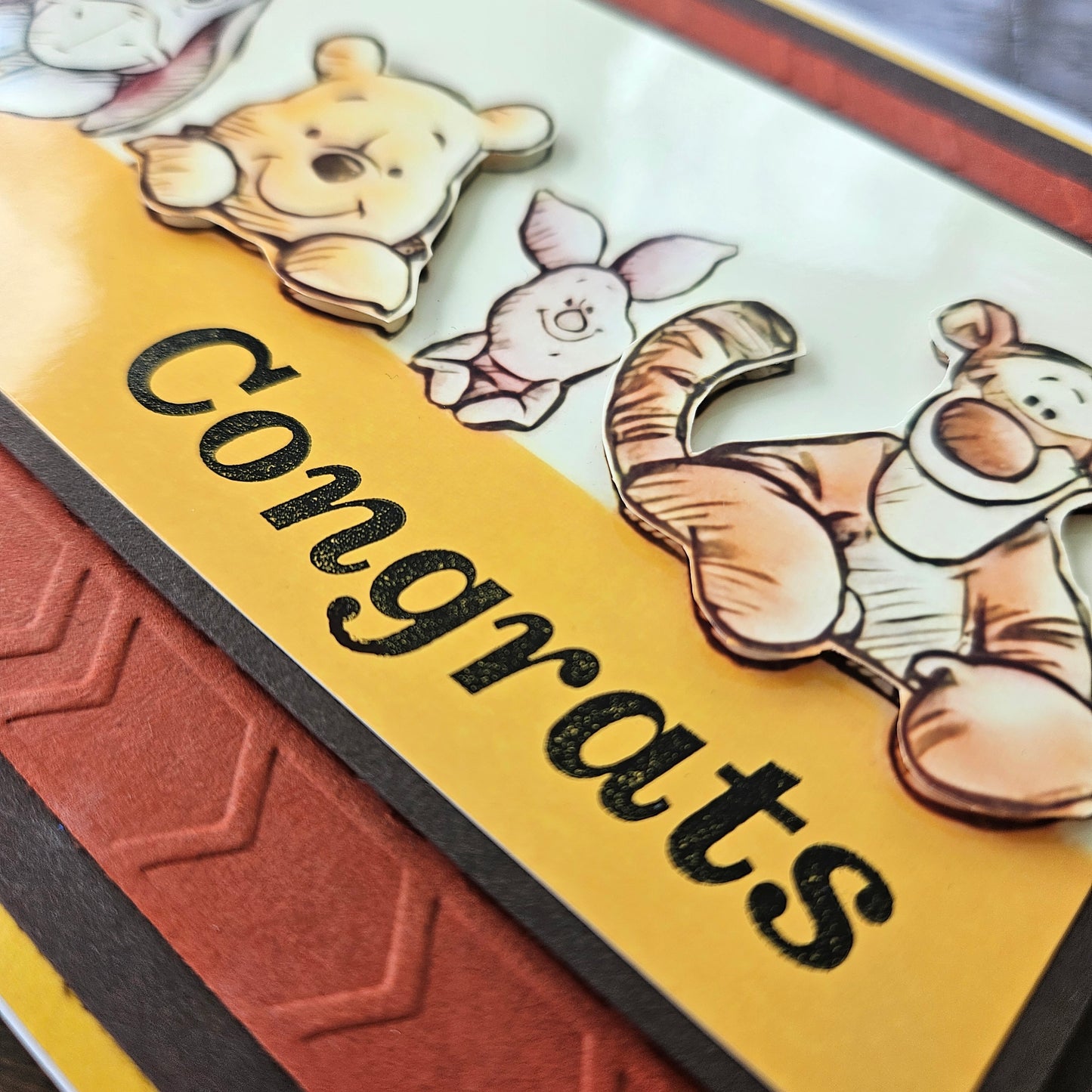 Handmade Winnie The Pooh & Friends Card, 3D Decoupage Design, Congratulations Personalized Card, Custom Birthday Card