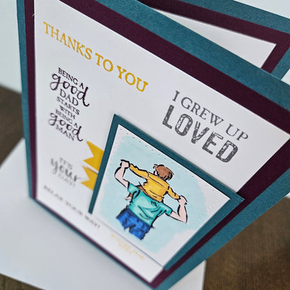 Handmade Father's Day Card, Hand-Colored, Stamped, Heartfelt Birthday Card, Personalized Gift for Him, Good Dad, Good Man, StepDad Card