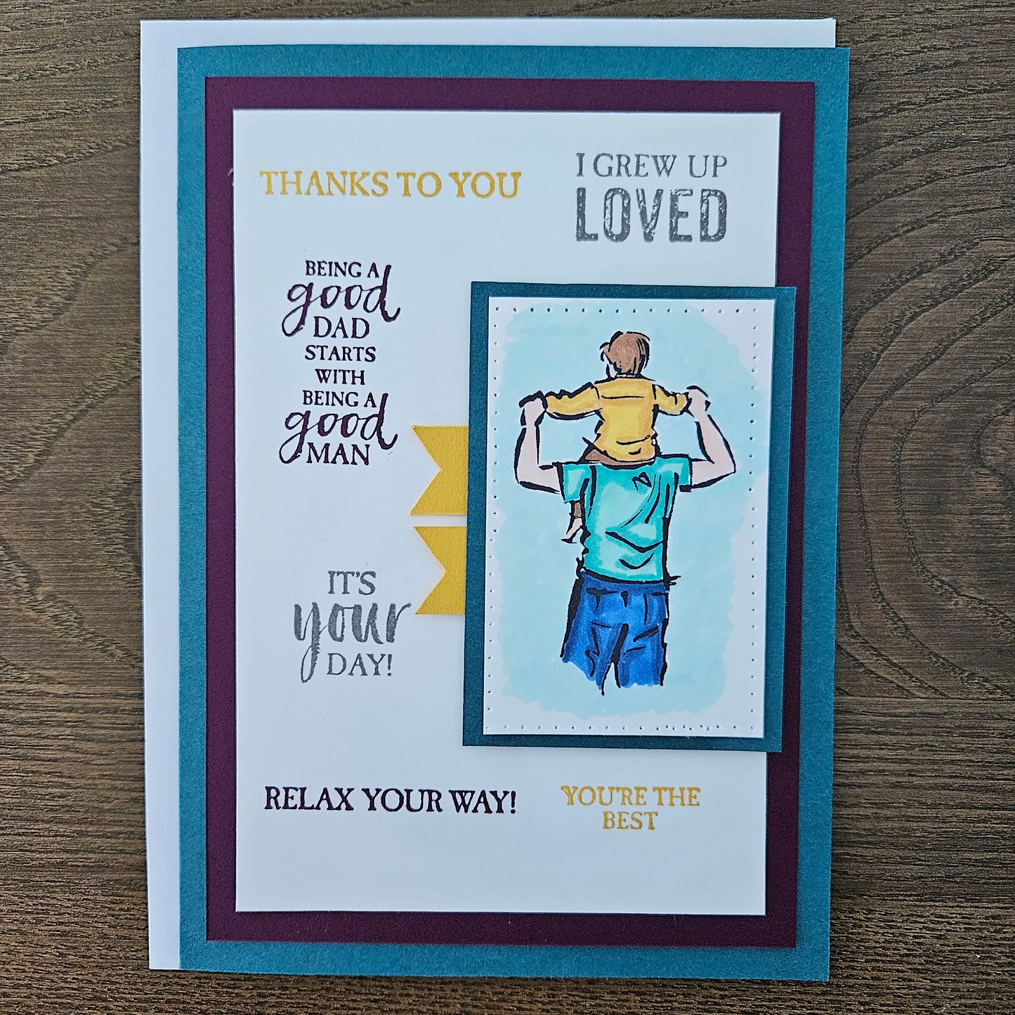 Handmade Father's Day Card, Hand-Colored, Stamped, Heartfelt Birthday Card, Personalized Gift for Him, Good Dad, Good Man, StepDad Card