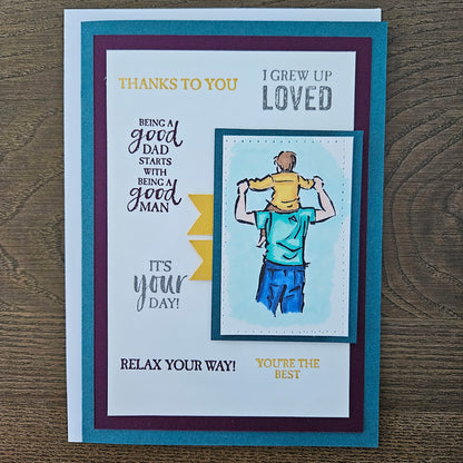 Handmade Father's Day Card, Hand-Colored, Stamped, Heartfelt Birthday Card, Personalized Gift for Him, Good Dad, Good Man, StepDad Card