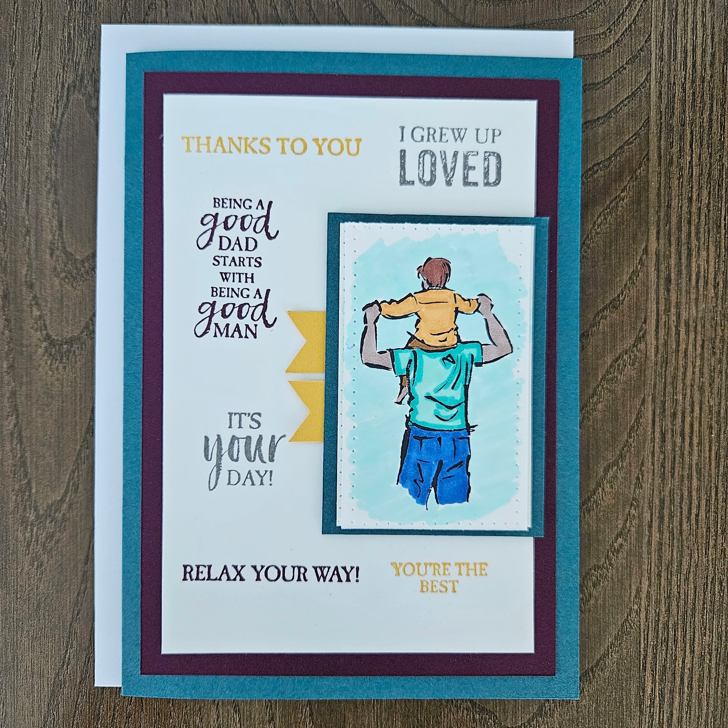 Handmade Father's Day Card, Hand-Colored, Stamped, Heartfelt Birthday Card, Personalized Gift for Him, Good Dad, Good Man, StepDad Card