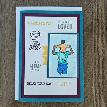 Handmade Father's Day Card, Hand-Colored, Stamped, Heartfelt Birthday Card, Personalized Gift for Him, Good Dad, Good Man, StepDad Card