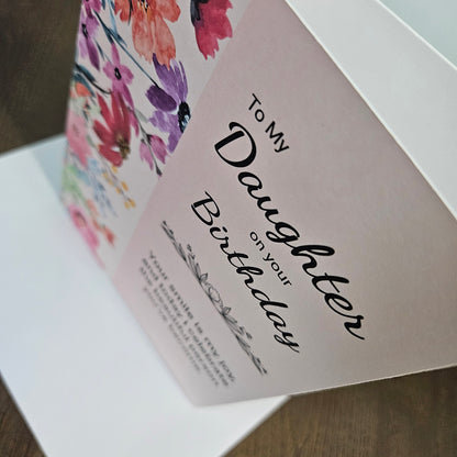 Birthday Card for Daughter, Heartfelt Greeting Card for Her, Daughter's Birthday Card, Watercolor Floral Design