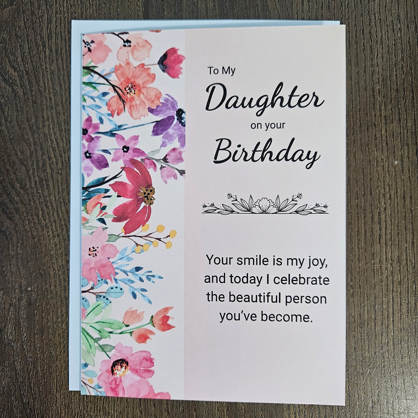 Birthday Card for Daughter, Heartfelt Greeting Card for Her, Daughter's Birthday Card, Watercolor Floral Design