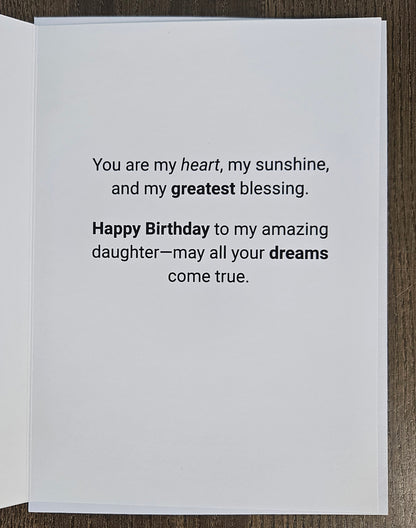 Birthday Card for Daughter, Heartfelt Greeting Card for Her, Daughter's Birthday Card, Watercolor Floral Design
