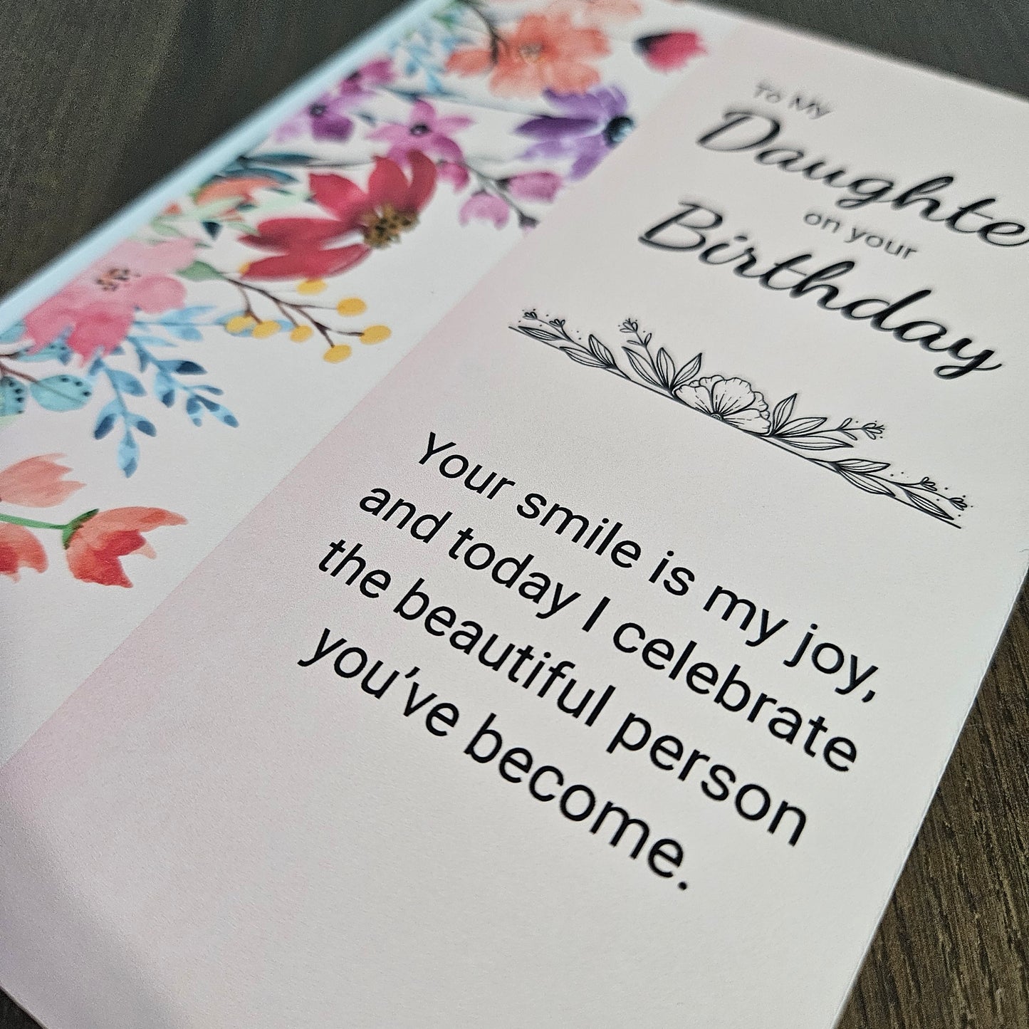 Birthday Card for Daughter, Heartfelt Greeting Card for Her, Daughter's Birthday Card, Watercolor Floral Design