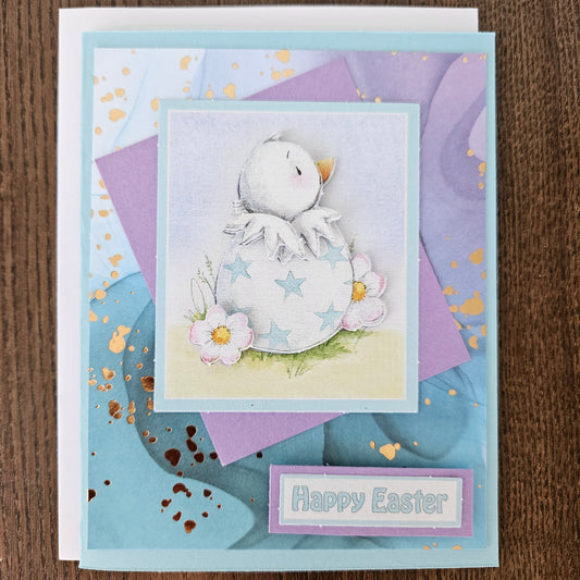 Handmade Easter Card, 3D Decoupage Card, Colorful Greeting Card, Personalized Easter Gift, Cute Easter Hatchling