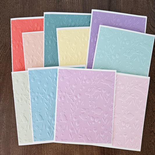 Handmade Note Cards, Embossed Easter Cards, Pastel Easter Card Set, Blank Easter Card Assortment, Set Of 10