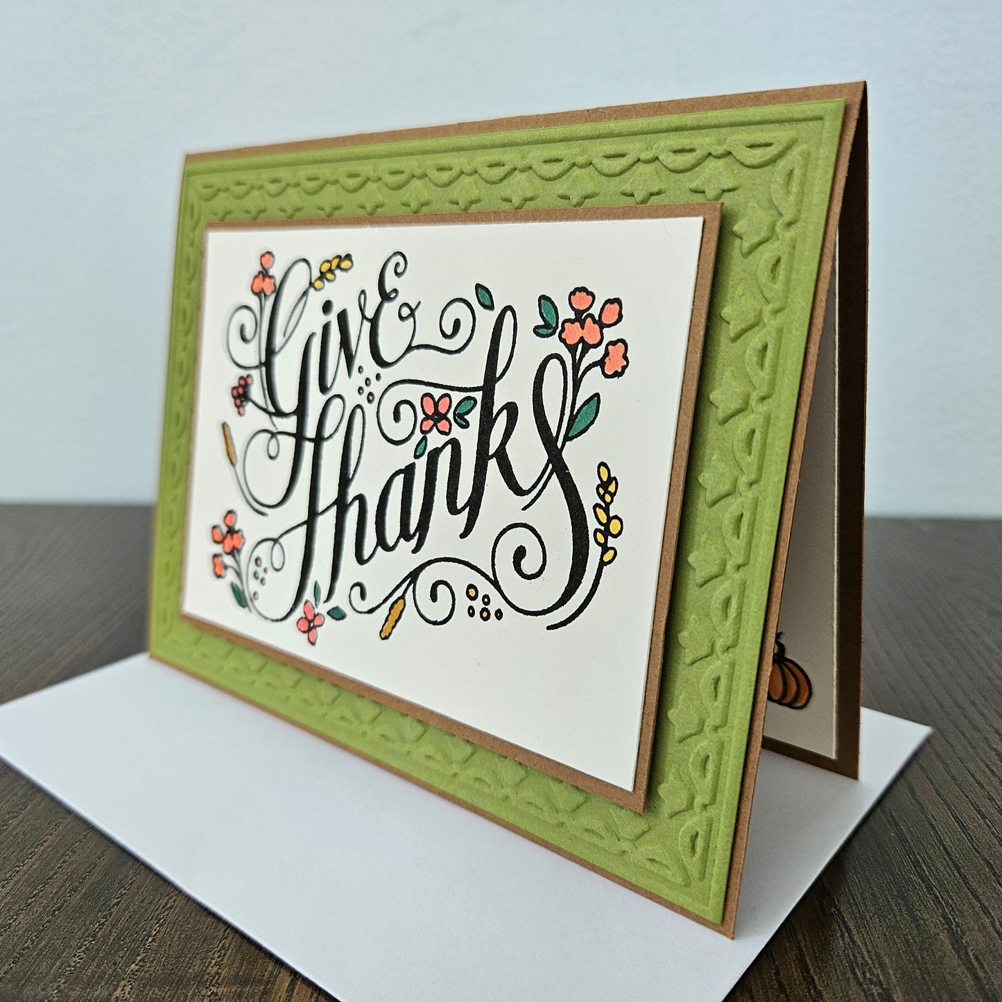 Handmade Thank You Card, Fall Thanksgiving Greeting Card, Autumn Note Card, A2 Gratitude Card For Friends or Family