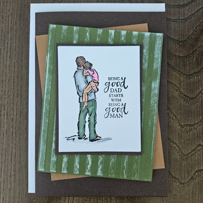 Handmade Birthday Card For Dad, Hand-Colored, Stamped Design, Custom Heartfelt Greeting Card, Personalized Gift For Him, Good Dad, Good Man