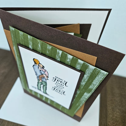 Handmade Birthday Card For Dad, Hand-Colored, Stamped Design, Custom Heartfelt Greeting Card, Personalized Gift For Him, Good Dad, Good Man