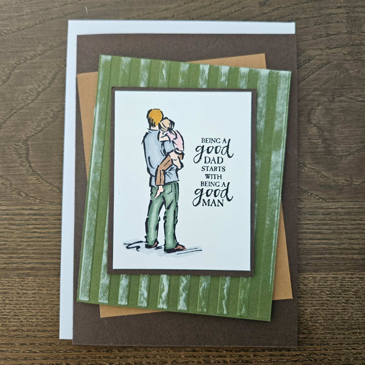 Handmade Birthday Card For Dad, Hand-Colored, Stamped Design, Custom Heartfelt Greeting Card, Personalized Gift For Him, Good Dad, Good Man