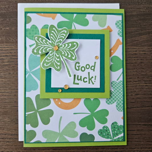 Handmade St. Patrick’s Day Card - Lucky Clover Bliss, Tiddly Pom Inspired
