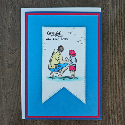 Handmade Father’s Day Card - Dad and Child, Grateful for You - Hand-Colored - Heartfelt Birthday Greeting Card - Personalized Gift For Him