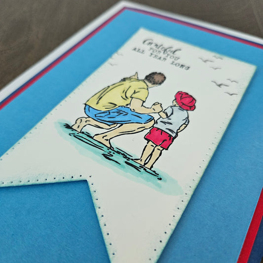 Handmade Father’s Day Card - Dad and Child, Grateful for You - Hand-Colored - Heartfelt Birthday Greeting Card - Personalized Gift For Him