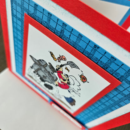 Father's Day Card for Dad, Handmade King of the Grill BBQ Hand-Colored, Keepsake, Blank Inside