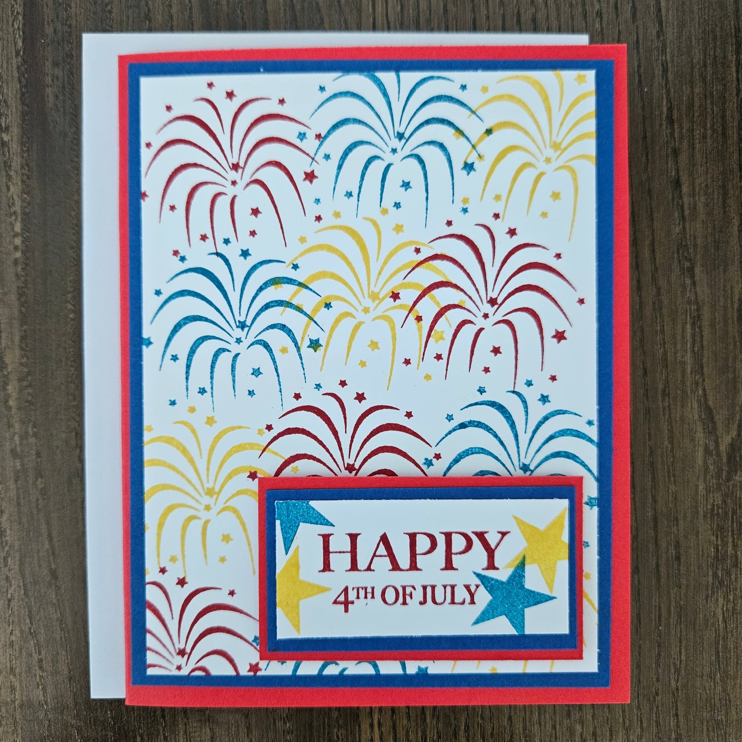 Handmade 4th Of July Card, Patriotic Red, White & Blue Greeting Card, Personalized Gift,  Fireworks Celebration