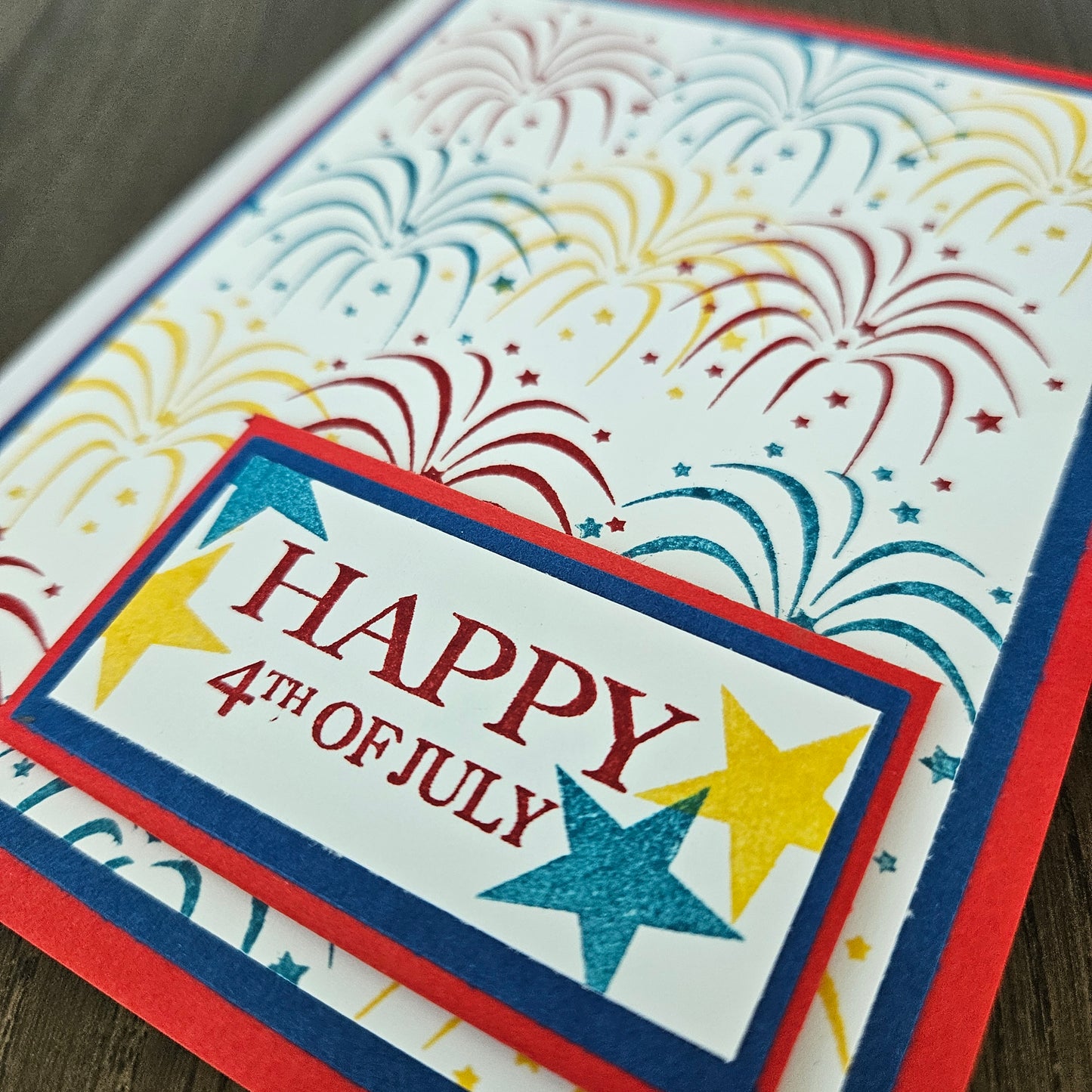 Handmade 4th Of July Card, Patriotic Red, White & Blue Greeting Card, Personalized Gift,  Fireworks Celebration