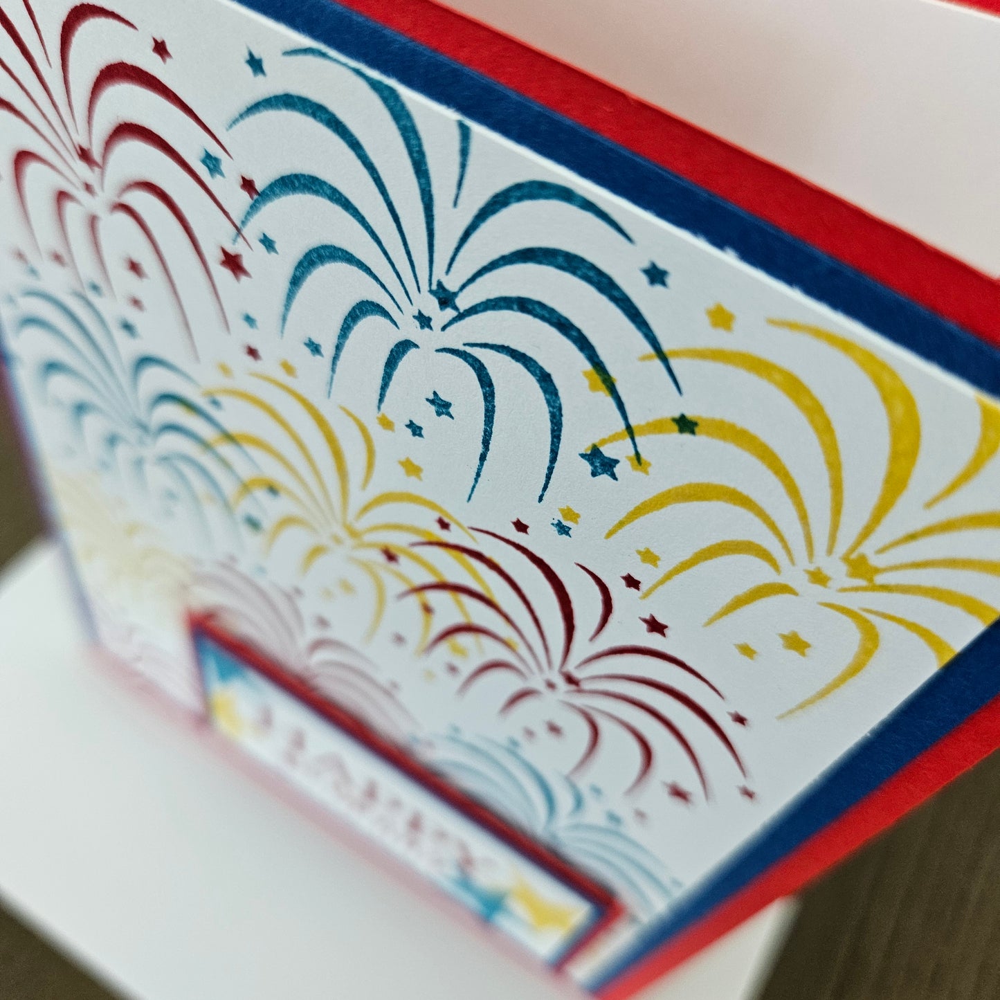 Handmade 4th Of July Card, Patriotic Red, White & Blue Greeting Card, Personalized Gift,  Fireworks Celebration