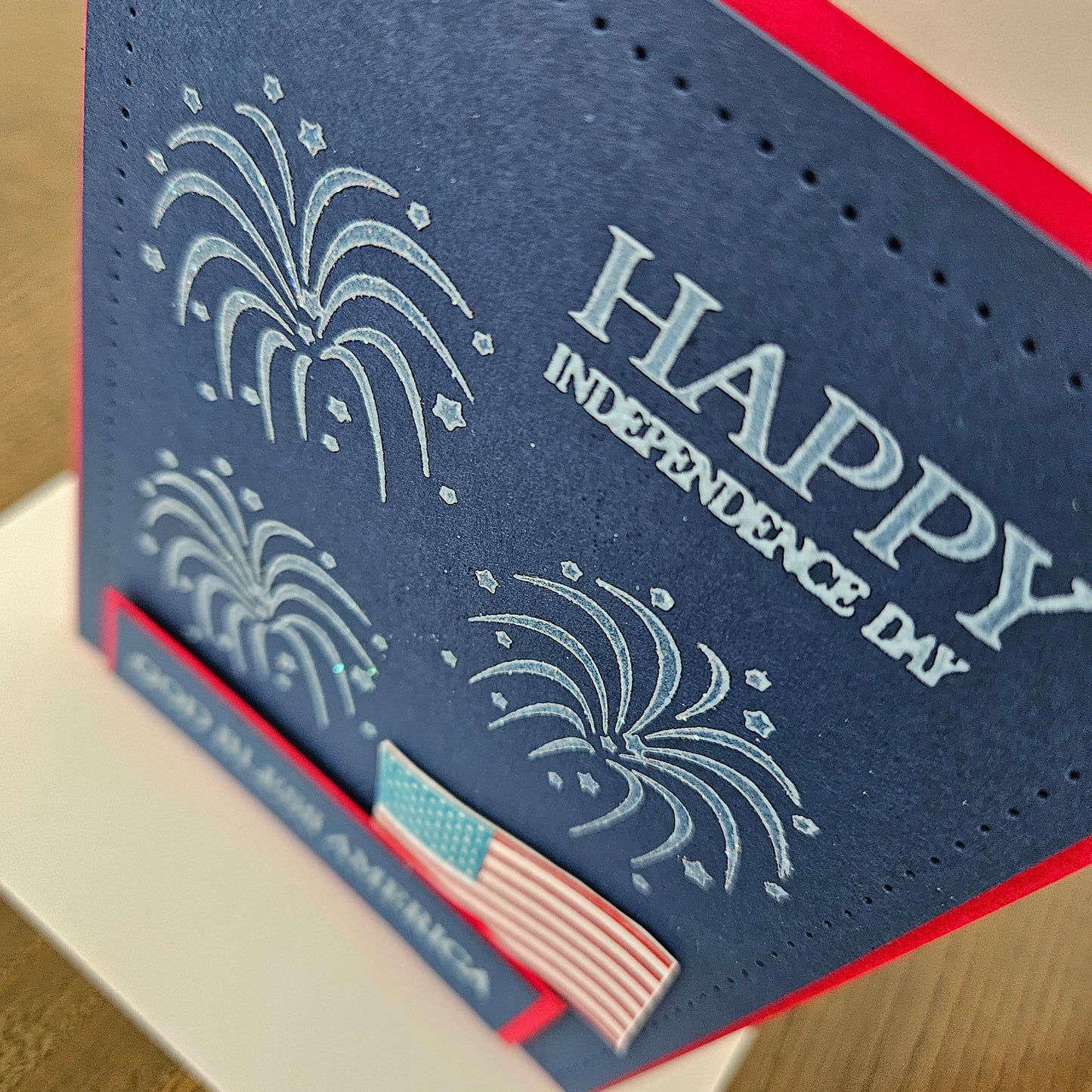 Handmade Patriotic Card, 4th Of July Greeting Card,  Personalized Gift, Red, White & Blue God Bless America,
