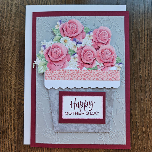 Handmade Mother’s Day Card - Blushing Blooms, Floral Decoupage Design