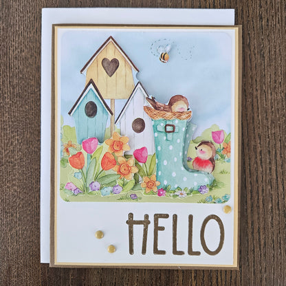 Handmade Just Because Card - Spring Birds, Decoupage Design