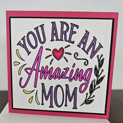 Handmade Card For MOM, Hand-Colored, Heartfelt Mother’s Day Card, Birthday Greeting Card, Personalized Gift for Mom Tiddly Pom Cards