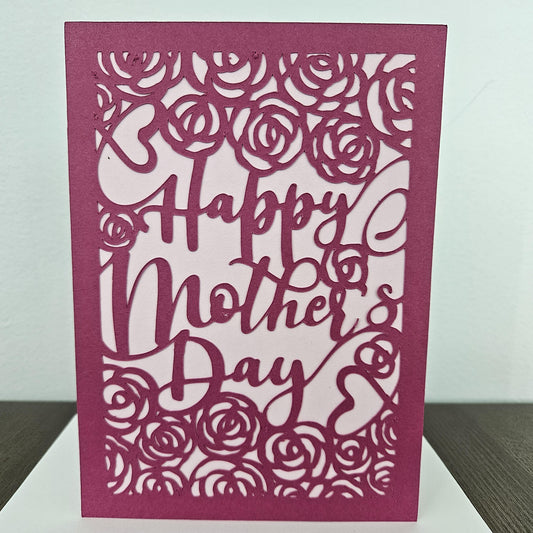 Handmade Mother's Day Card - Elegant Blooms and Roses - Layered Die-Cut Design - Personalized Greeting Card Gift for Mom, Step Mom