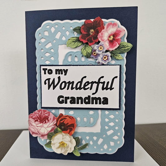 Handmade Mother’s Day Card, 3D Decoupage Card, Blooming Flower Greeting Card for Grandma, Personalized Gift for Grandmother