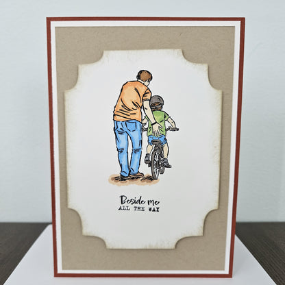 Handmade Father’s Day Card, Hand-Colored Layered, Custom Heartfelt Birthday Greeting Card, Personalized Gift For Him, Dad and Son
