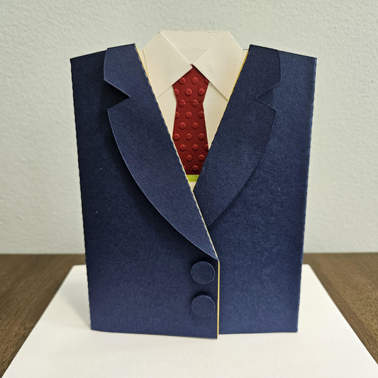Handmade Father’s Day Card – 3D Pop-Up Suit & Tie Design - Custom Business Attire Greeting Card - Personalized Gift For Him, Stepdad Card