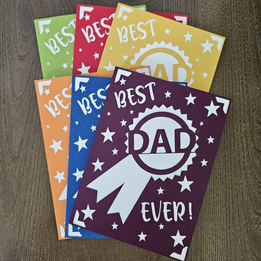 Handmade Father’s Day Card – Best Dad Ever - 5x7 Layered Die-Cut Design - Multi Colored Birthday Greeting Card – Personalized Gift For Him
