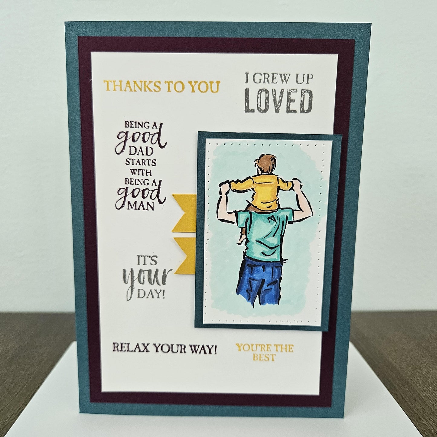 Handmade Father's Day Card, Hand-Colored, Stamped, Heartfelt Birthday Card, Personalized Gift for Him, Good Dad, Good Man, StepDad Card