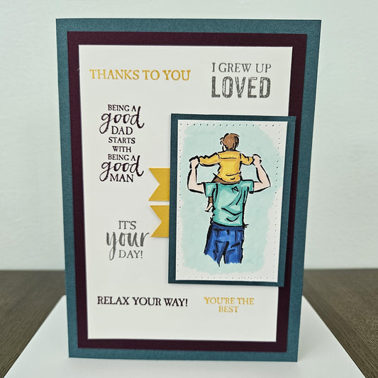 Handmade Father's Day Card, Hand-Colored, Stamped, Heartfelt Birthday Card, Personalized Gift for Him, Good Dad, Good Man, StepDad Card