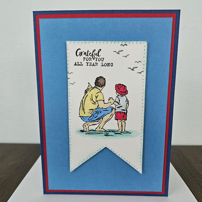 Handmade Father’s Day Card - Dad and Child, Grateful for You - Hand-Colored - Heartfelt Birthday Greeting Card - Personalized Gift For Him