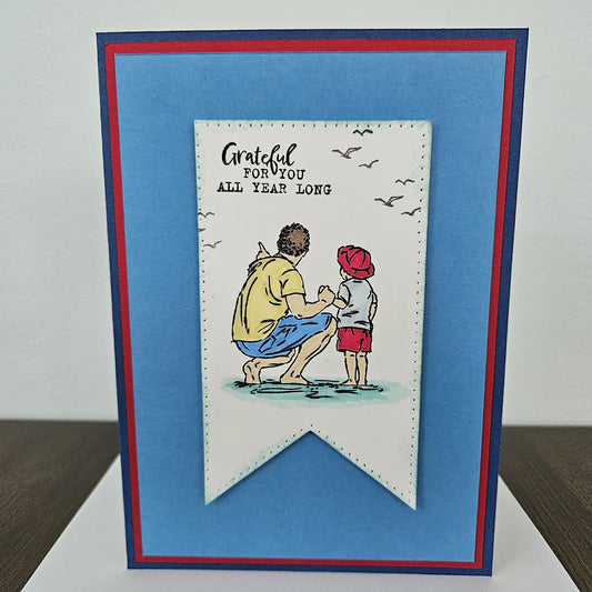 Handmade Father’s Day Card - Dad and Child, Grateful for You - Hand-Colored - Heartfelt Birthday Greeting Card - Personalized Gift For Him