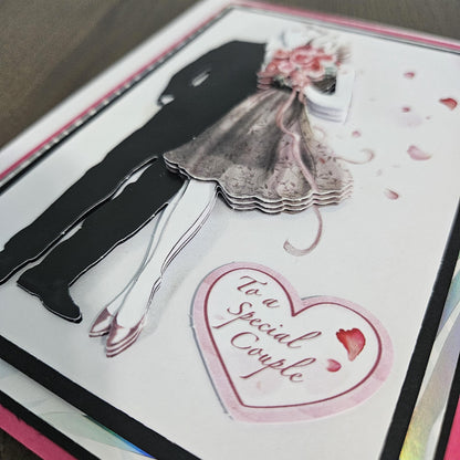 Handmade Wedding Card, Special Couple 3D Decoupage Rose Petals Greeting Card