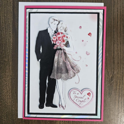 Handmade Wedding Card, Special Couple 3D Decoupage Rose Petals Greeting Card