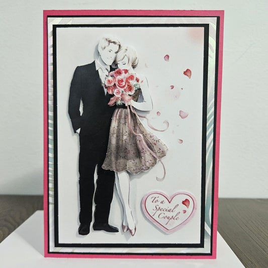 Handmade Wedding Card, Special Couple 3D Decoupage Rose Petals Greeting Card