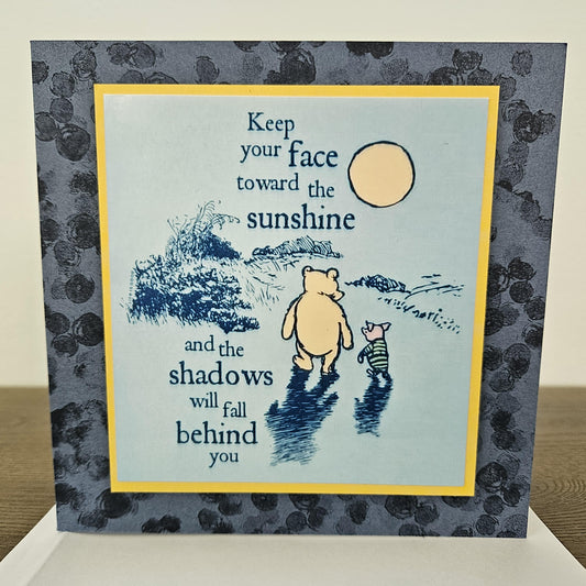 Winnie the Pooh Handmade Card, Personalized Greeting Card for Friends, Gift For Family, Just Because Thinking of you, Pooh Quote Custom Card