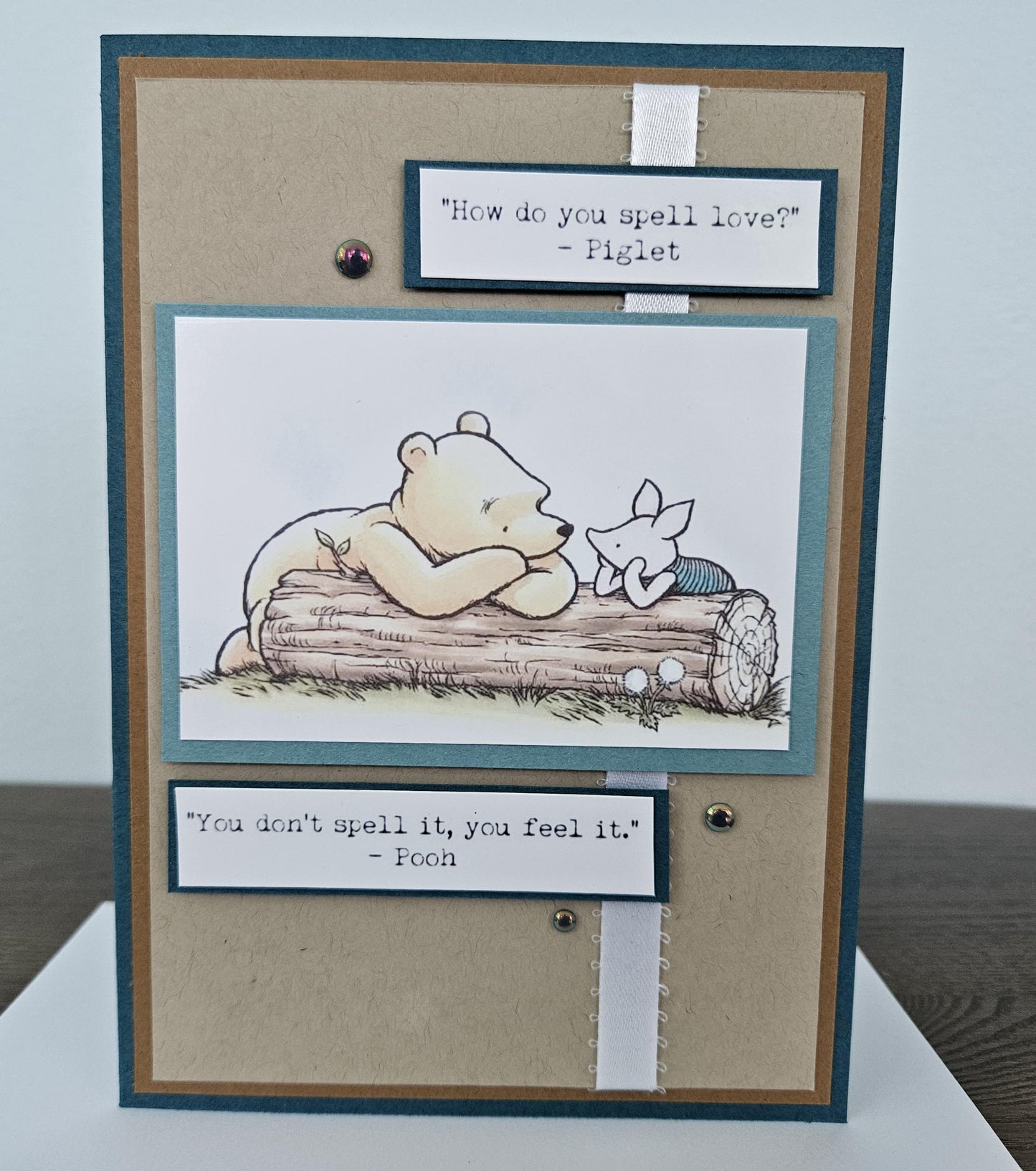 Handmade Winnie the Pooh Card, Personalized Friendship Greeting Card, Piglet & Pooh Quote Card For Friend, Gift for Best Friend, Bestie Card