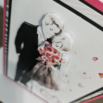 Handmade Wedding Card, Special Couple 3D Decoupage Rose Petals Greeting Card