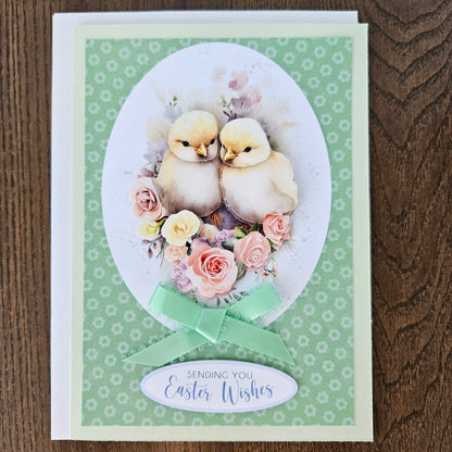 Handmade Easter Card, 3D Decoupage, Personalized Greeting Card, Green Easter Wishes, Gift For Animal Lovers