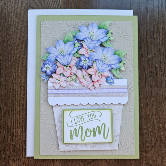 Handmade Mother’s Day Card, 3D Decoupage Design, Pastel Colored Greeting Card Gift For Mom, Floral Bouquet Bliss