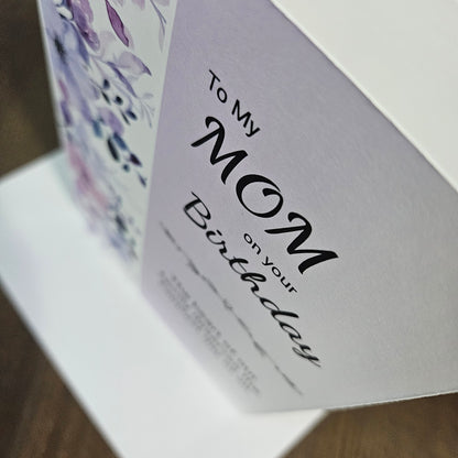 Birthday Card for Mom, Heartfelt Greeting Card for Her, Purple Floral Design, Mother's Birthday Card